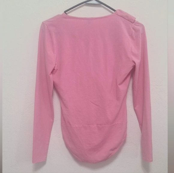 J. Crew Pink Ruffle Front Wrap Bodysuit Deep Blossom Size XS - Picture 3 of 8